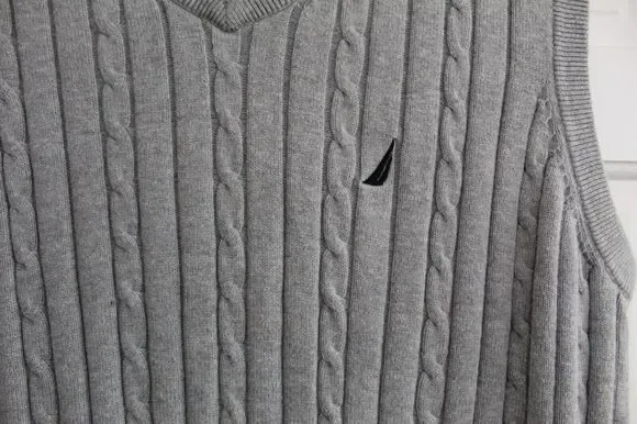 Nautica Mens Knitted Cable Tank Top Size large Grey chest  46 inch - Picture 2 of 5